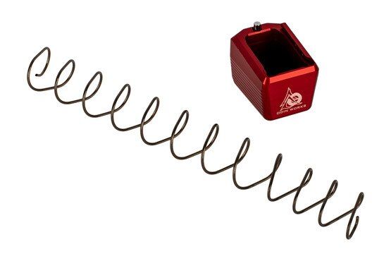 Odin Works Pistol Magazine Base adds 5 rounds to M&P9 or 4 rounds to M&P40 magazines. Red finish